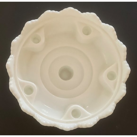 Fenton Candle Bowl 5 Candle Candleholder Hobnail Milk Glass Sawtooth 6.5" x 3.5" - Picture 3 of 7